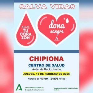 ‘Salva vidas, abre tu corazón’, convocan a nueva donación colectiva de sangre para el próximo jueves en Chipiona